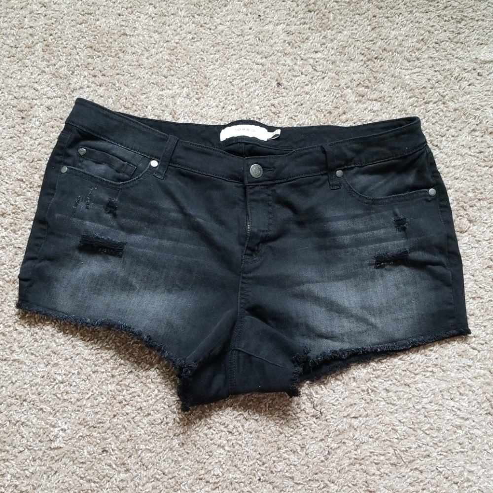 Torrid Black Distressed Shorts